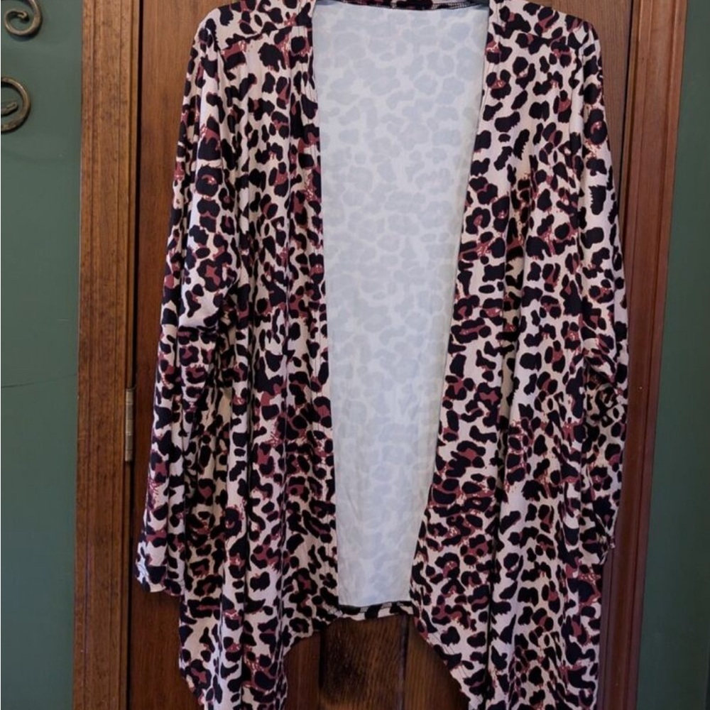 Leopard Print Open Front Cardigan